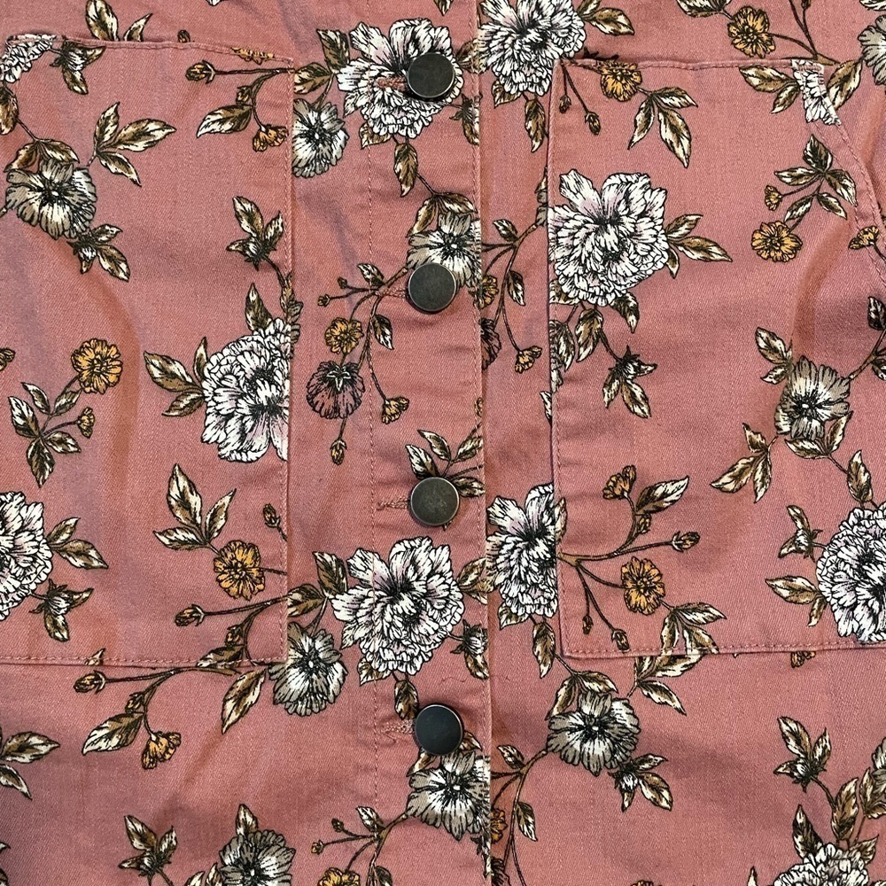 Juniors' SO Pinafore Pink Floral Jumper/Dress- Size Medium - Picture 2 of 14